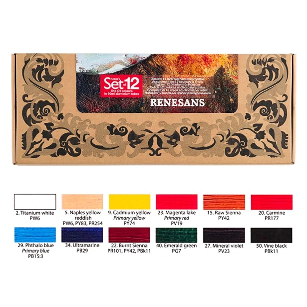 Farby olejne Oil For Art Renesans, 12 x 60 ml