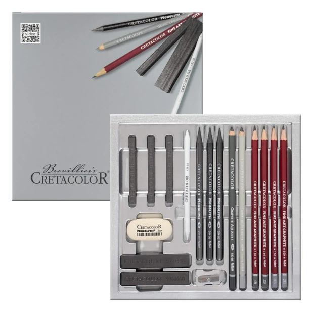 Zestaw szkicowy Silver Box Cretacolor, 17 elem.