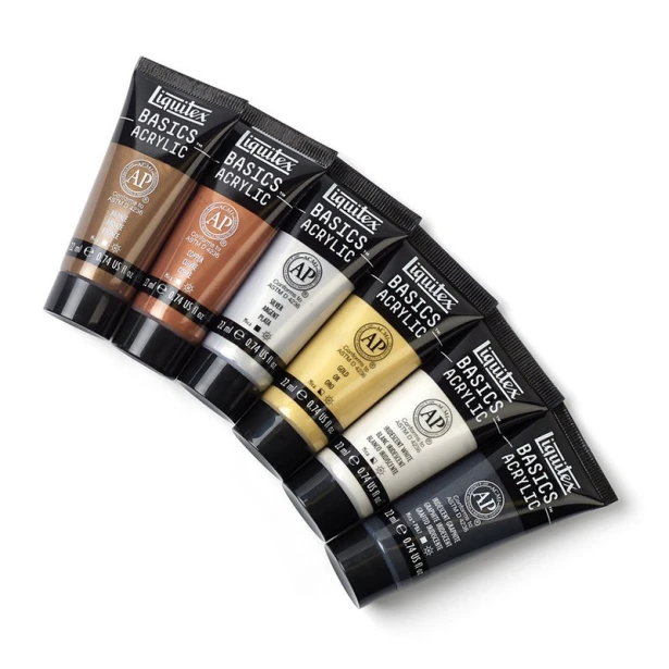 Farby akrylowe Liquitex Metallic, 6 x 22 ml