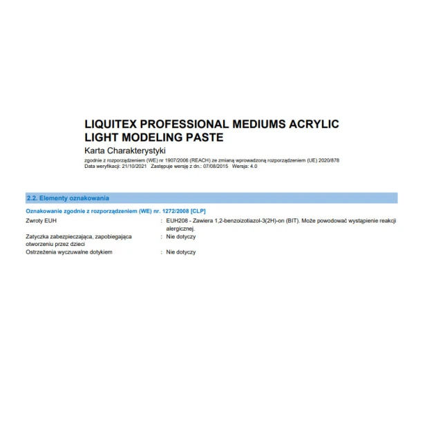 Light modeling paste, Liquitex 3.78 ml
