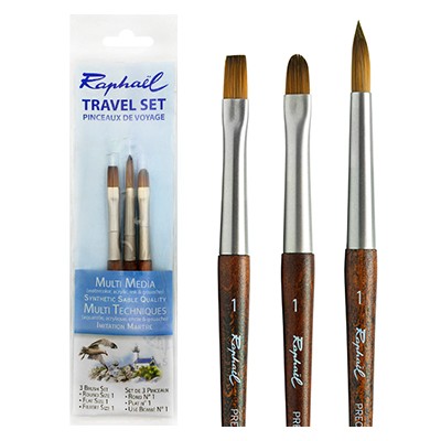 Pędzle Precision Travel Set 1 Raphael, 3 szt.