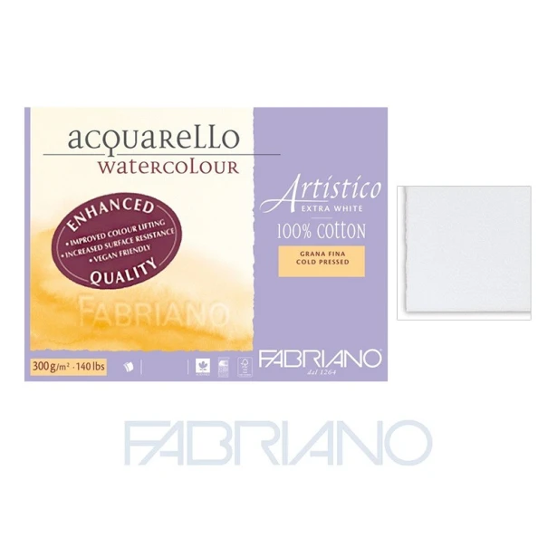 Fabriano Artistico E/W, drobnoziarnisty 12,5 x 18 cm, 25 ark, 300 g