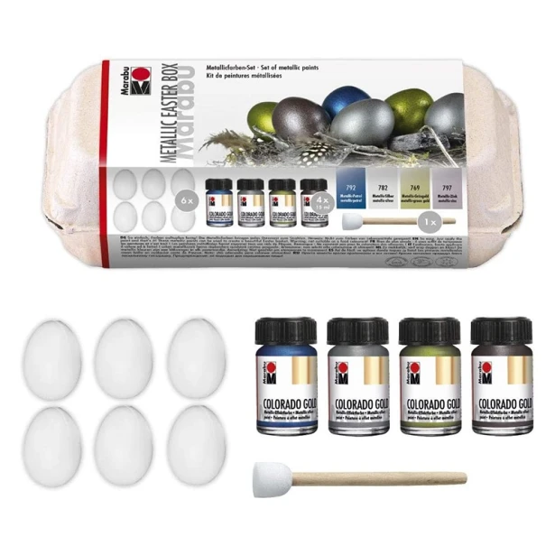 Metallic Easter Box, zestaw do malowania pisanek Marabu