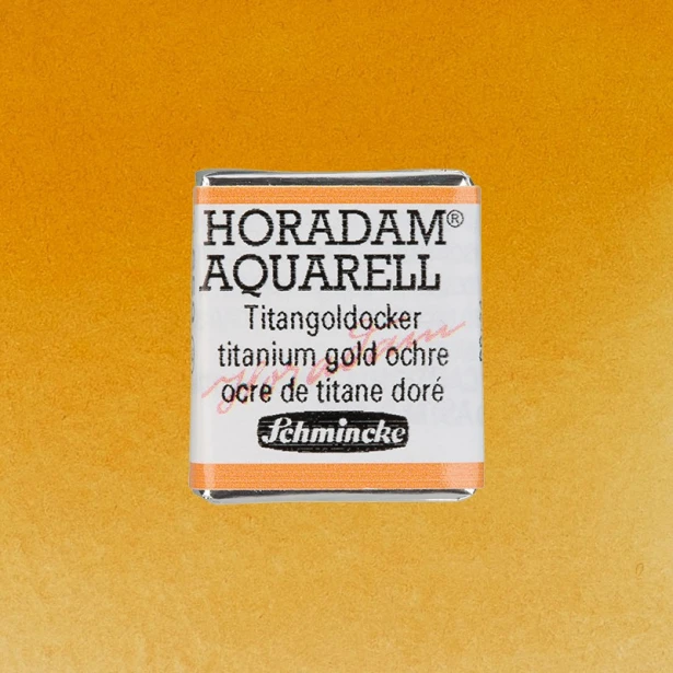 659 Titanium Gold Ochre, akwarela półkostka Horadam Schmincke