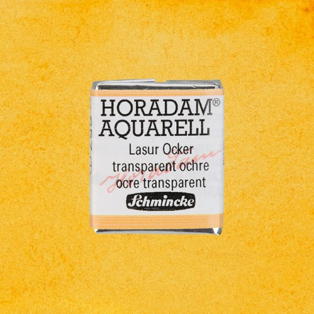 657 Transparent Ochre, akwarela półkostka Horadam Schmincke