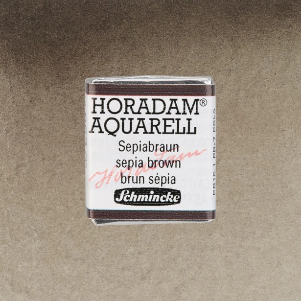 663 Sepia Brown, akwarela półkostka Horadam Schmincke