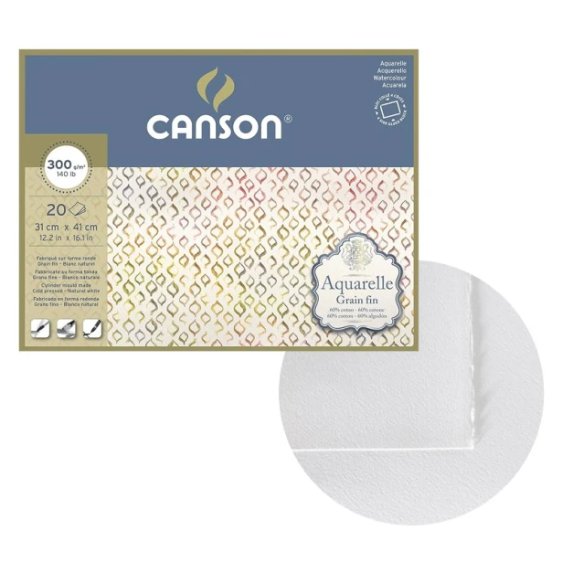 Blok Aquarelle Canson CP 60 % bawełny, 20 ark. 31 x 41cm
