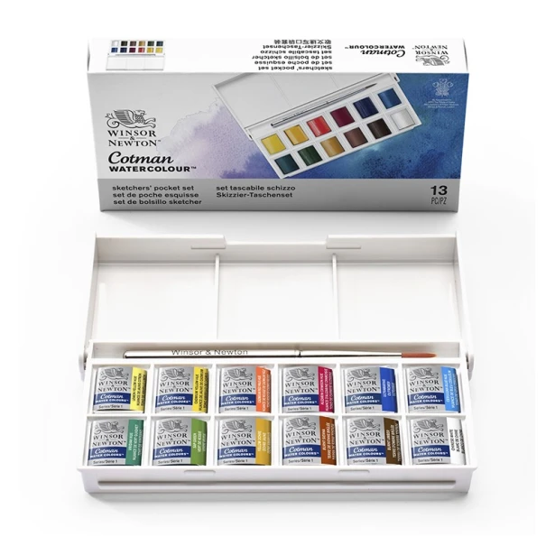 Akwarele Cotman Sketchers pocket box, 12 półkostek