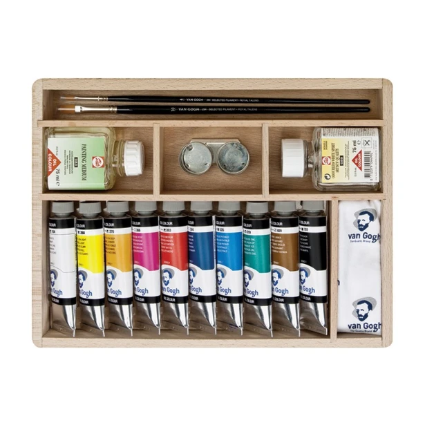 Farby olejne Talens Van Gogh, zestaw 10 x 40ml, kaseta drewniana