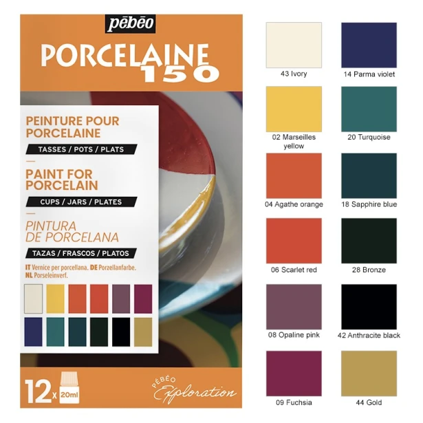 Zestaw farb Porcelaine 150, set 1, 12 x 20 ml