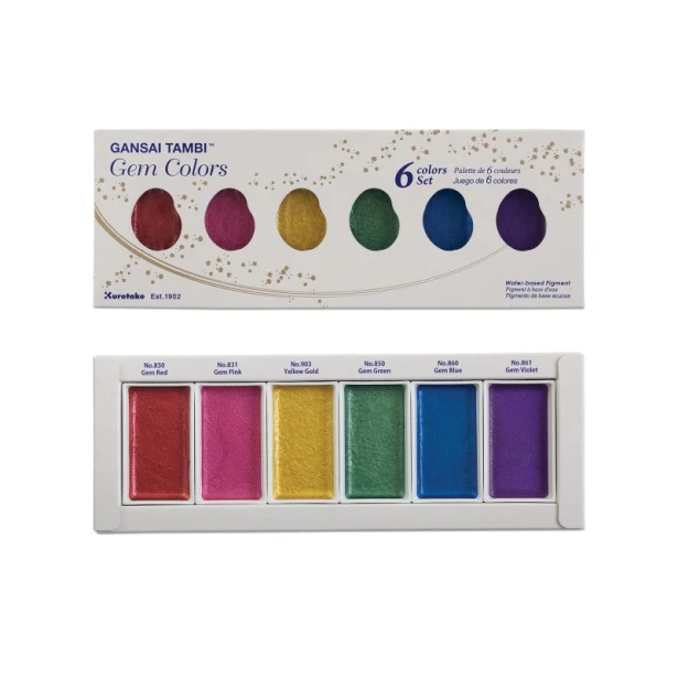 Farby akwarelowe Gansai Tambi, Gem Colors, 6 kol.