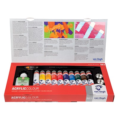 Farby akrylowe Van Gogh, zestaw 10 x 40ml + akcesoria