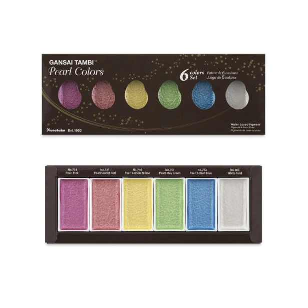 Farby akwarelowe Gansai Tambi, Pearl Colors, 6 kol.