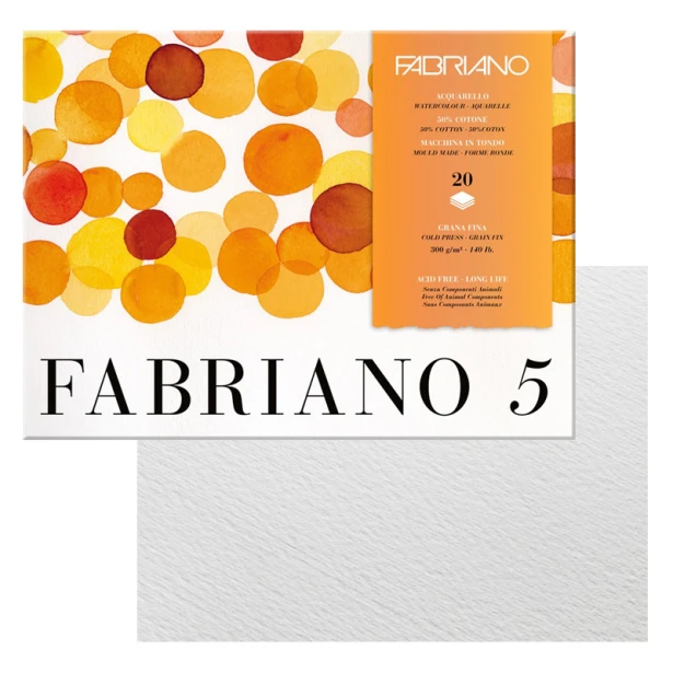 Blok akwarelowy Fabriano 5 drobnoziarnisty 300g/m², 20 ark. 31 x 41 cm