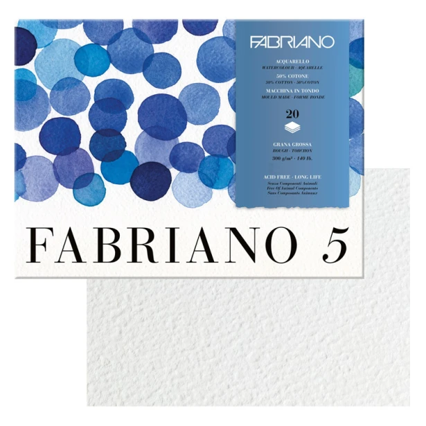 Blok akwarelowy Fabriano 5 gruboziarnisty 300g/m², 20 ark. 31 x 41 cm