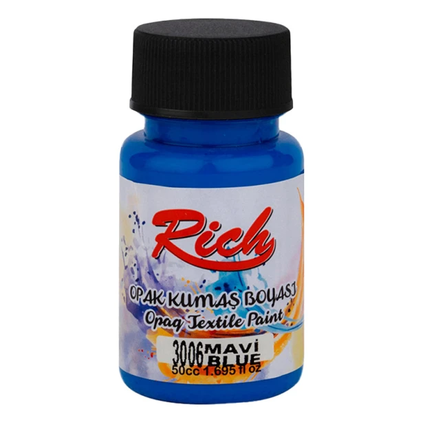 01543 Blue, kryjąca farba do tkanin Rich, 50 ml