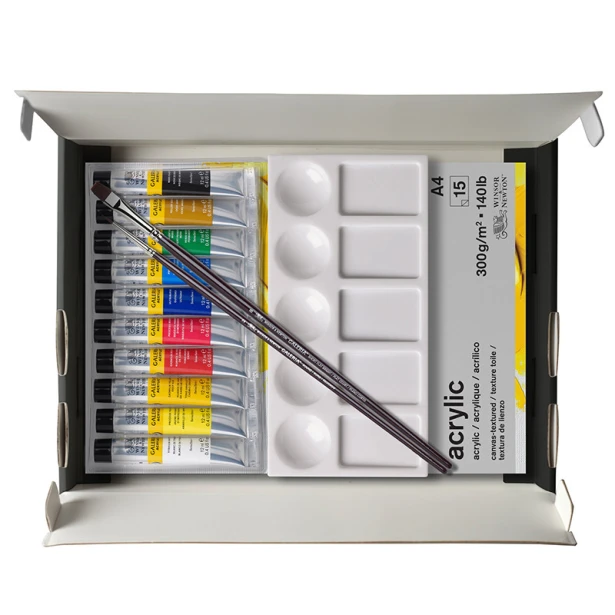 Farby akrylowe Galeria Acrylic Essentials, 10 x 12 ml + akcesoria