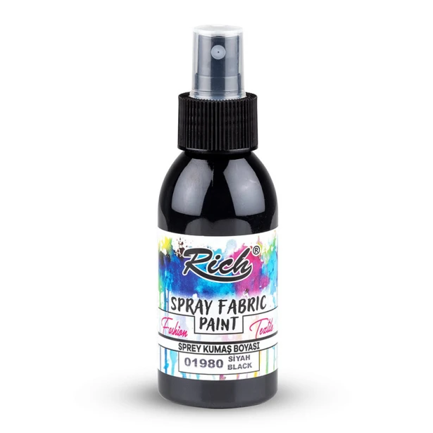 01980 Black, farba do tkanin w sprayu Rich 100 ml