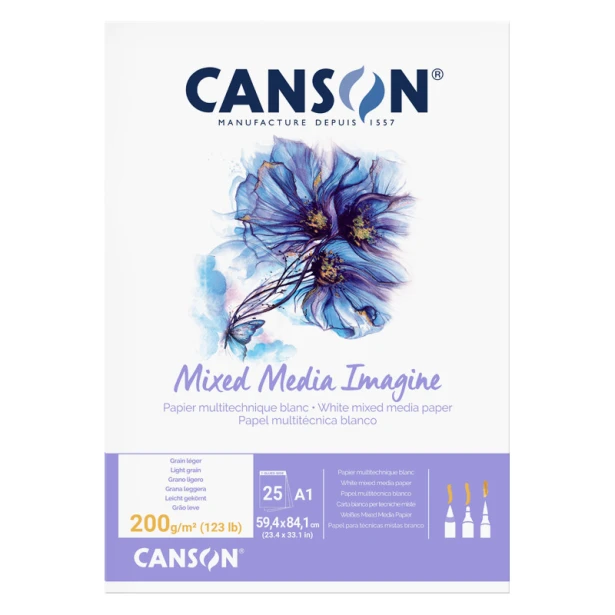 Blok Mixed Media Imagine Canson, 25 ark, 200 g/m² A1