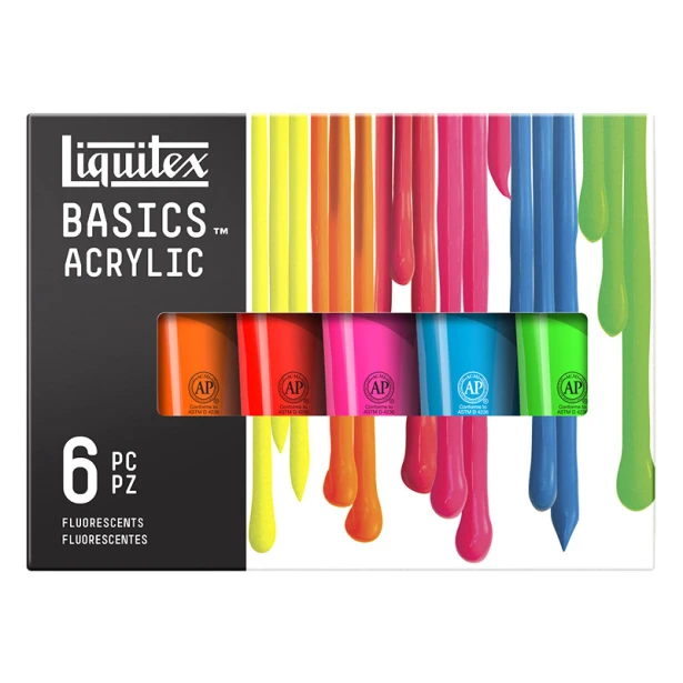 Farby akrylowe Fluorescent Liquitex, zestaw 6 x 118 ml