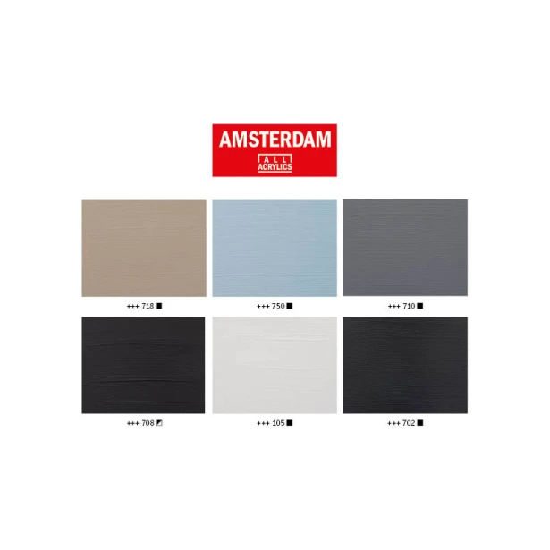 Farby akrylowe Talens Amsterdam Grey Mixing, 6 x 20 ml