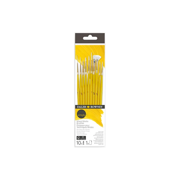Pędzle Mixed Media Daler Rowney, 10 sztuk