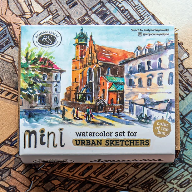 Mini Urban Sketchers Set GOLD, akwarele Aquarius 8 kol.