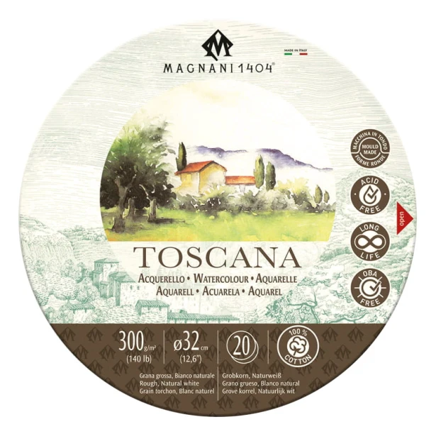 Papier do akwareli okrągły Toscana 20 ark. 300 g/m², śr. 16 cm