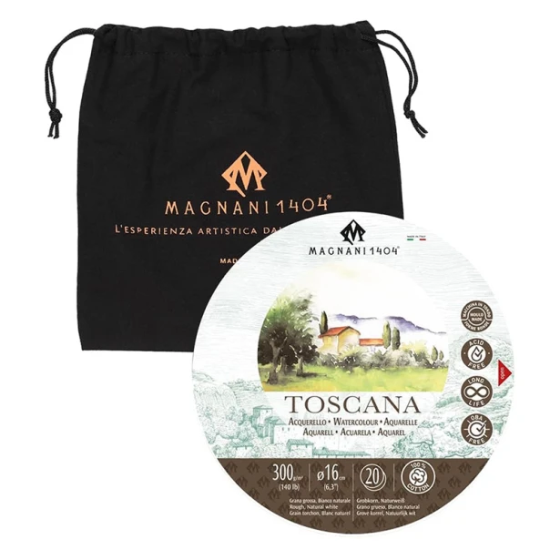 Papier do akwareli okrągły Toscana 20 ark. 300 g/m², śr. 16 cm