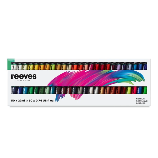 Zestaw farb akrylowych Reeves 50 kolorów x 22 ml