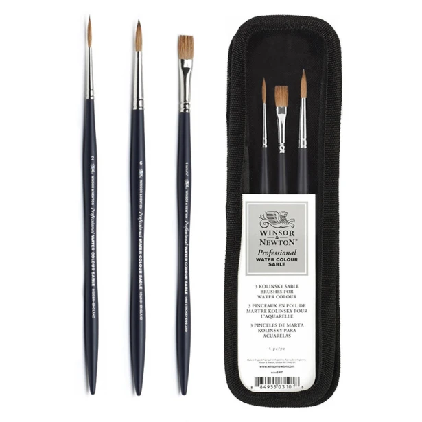 Zestaw pędzli Professional Watercolour W&amp;N, 3 sztuki