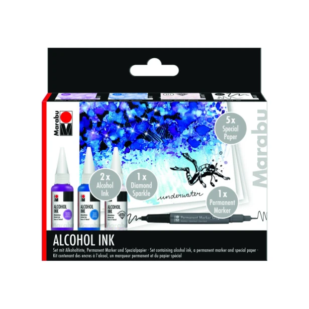 Tusze alkoholowe Underwater Alkohol Ink Marabu, 3 x 20 ml