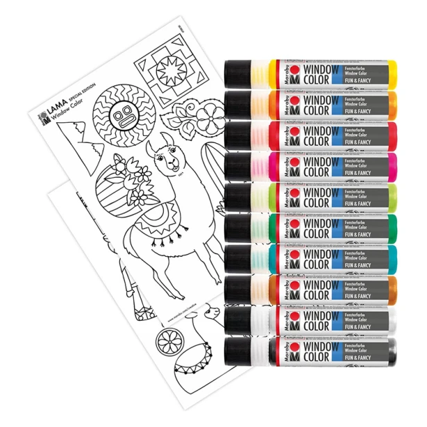 Lama, farby witrażowe Window Color Marabu 10 x 25 ml