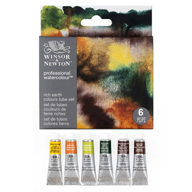 Rich Earth Colours, akwarele Professional W&amp;N, 6 x 5 ml