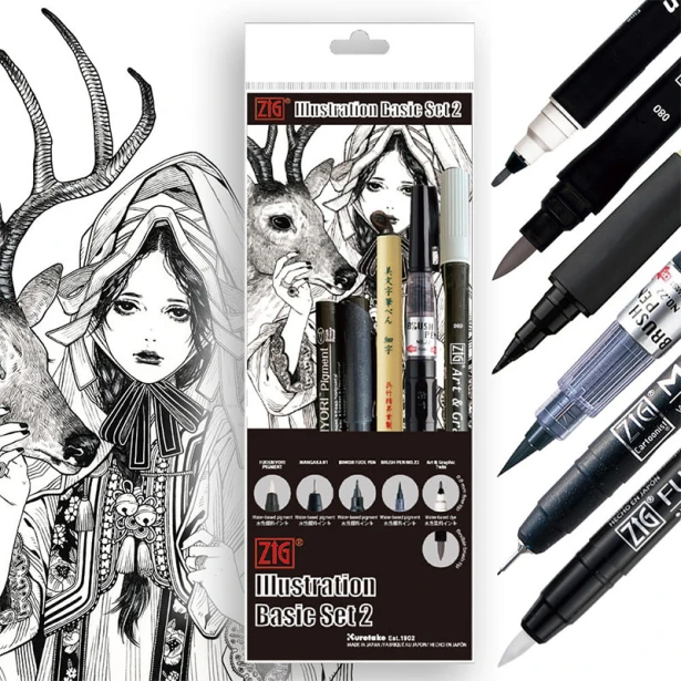 Illustration Basic Set 2 Kuretake, 5 elementów
