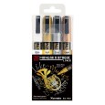 Metaliczne pisaki Mangaka Opaquae Liner Kuretake, 4 sztuki