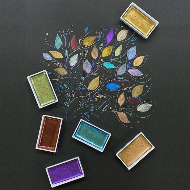 Farby akwarelowe Metallic Color Set 2 Gansai Tambi, 24 kol.