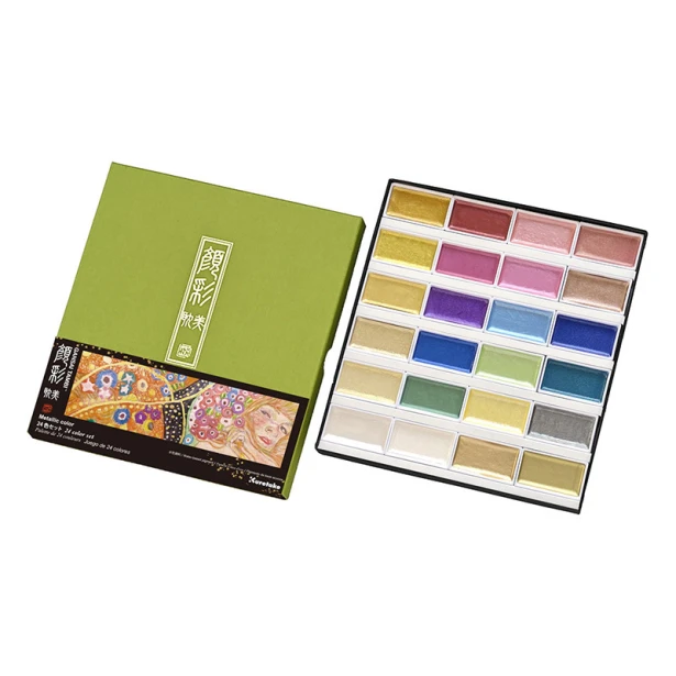 Farby akwarelowe Metallic Color Gansai Tambi, 24 kol.