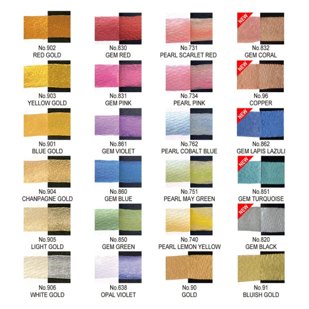 Farby akwarelowe Metallic Color Gansai Tambi, 24 kol.