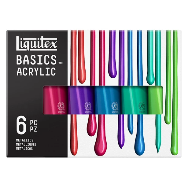 Metallic Colors farby akrylowe Liquitex, 6 x 118 ml