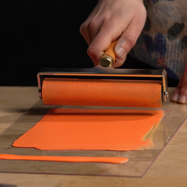 20 Fluorescent Orange, farba do linorytu LINO Pebeo 80 ml