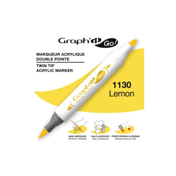 1130 Lemon, dwustronny pisak akrylowy Graph'it Go!