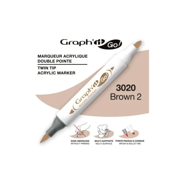 3020 Brown 2, dwustronny pisak akrylowy Graph'it Go!