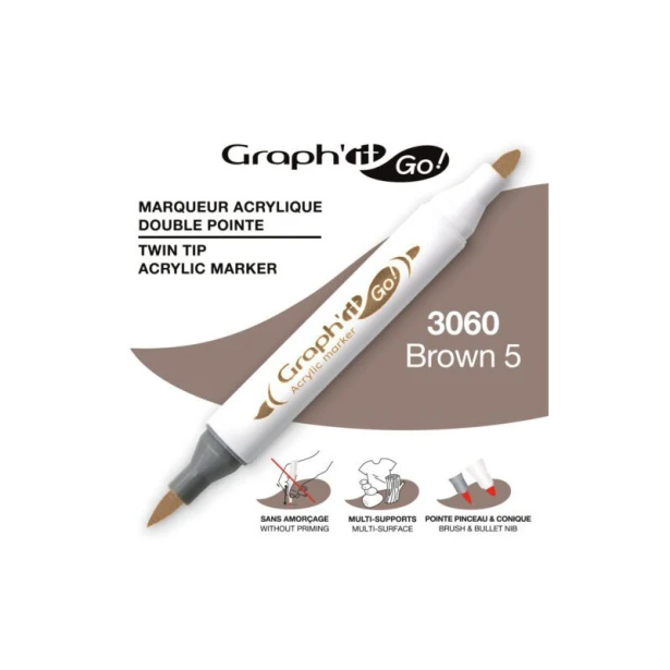 3060 Brown 5, dwustronny pisak akrylowy Graph'it Go!