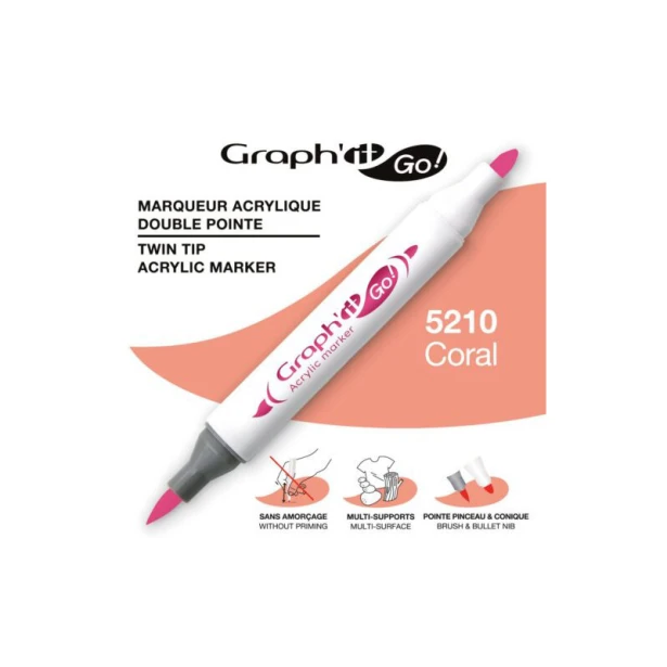 5210 Coral, dwustronny pisak akrylowy Graph'it Go!