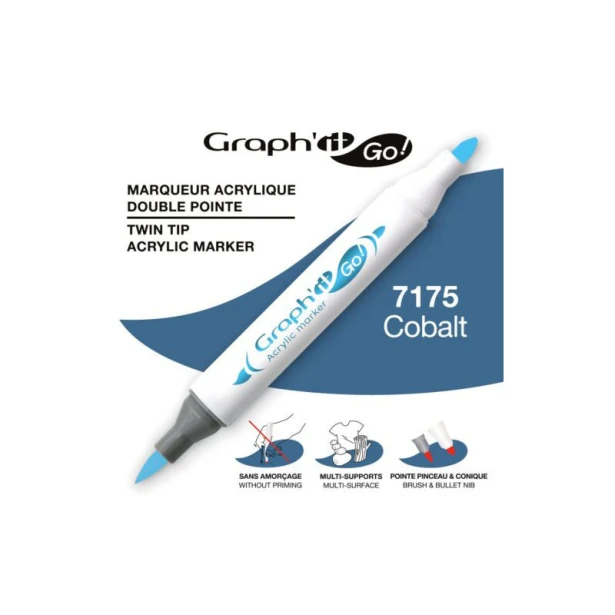 7175 Cobalt, dwustronny pisak akrylowy Graph'it Go!