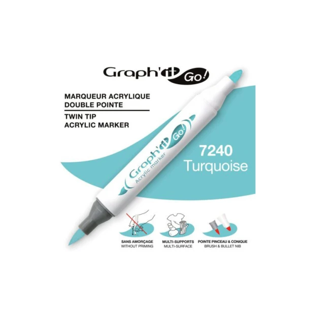 7240 Turquoise, dwustronny pisak akrylowy Graph'it Go!