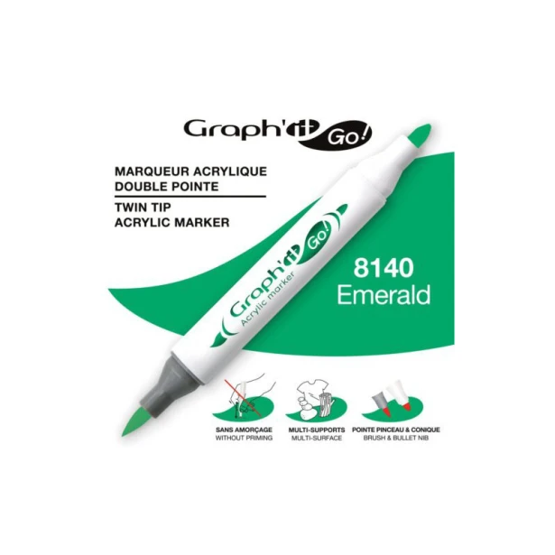 8140 Emerald, dwustronny pisak akrylowy Graph'it Go!