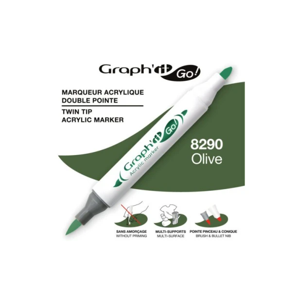 8290 Olive, dwustronny pisak akrylowy Graph'it Go!