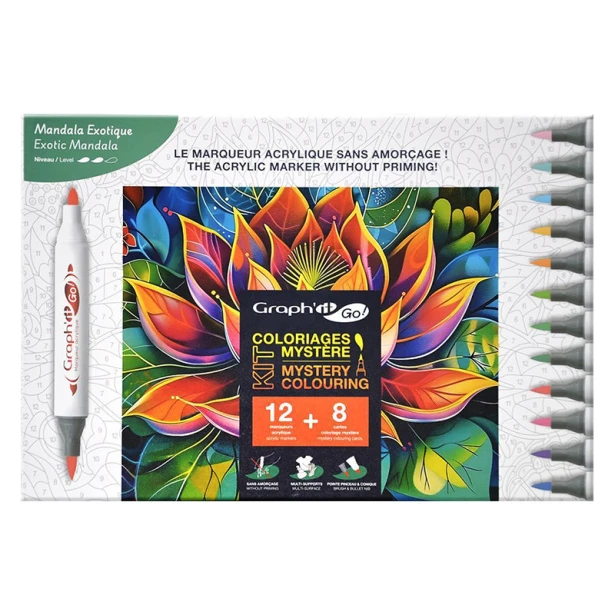 Mystery Colouring, pisaki akrylowe Graph'it GO!, 12 kol.